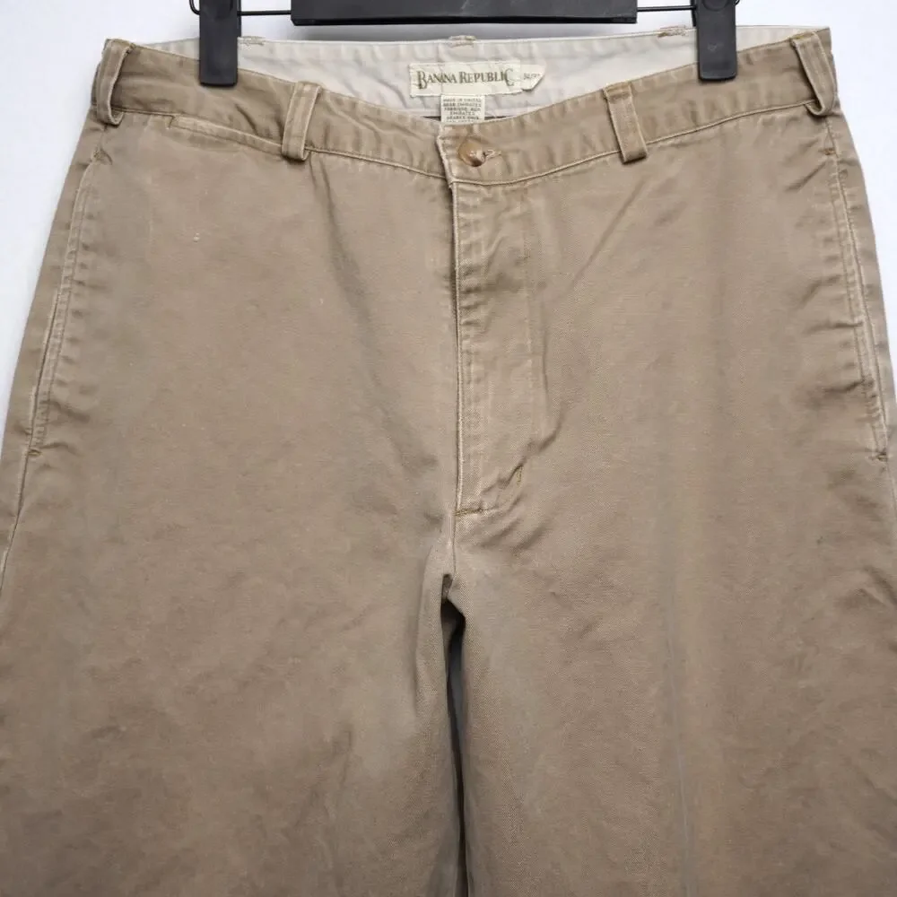 Vintage Banana Republic Khakis Flat Front Relaxed‎ Fit Tapered Size 34